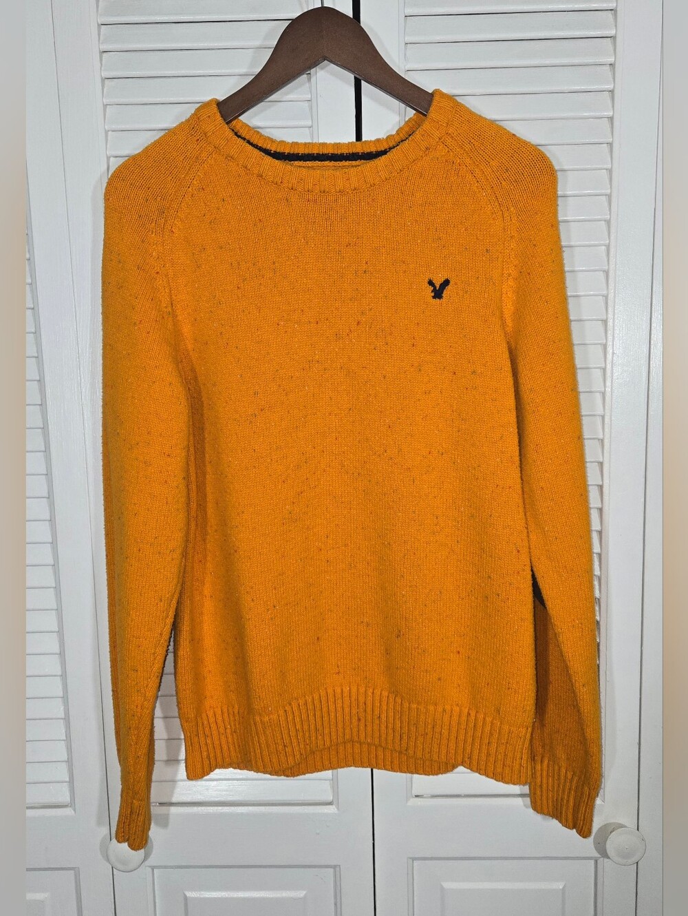 American Eagle Outfitters Orange Multi Colored Speckled Elbow Patch Sweater L